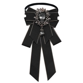 GHTIYLP Pre-tied Women's Bowknot with Crystal Adjustable Ribbon Bow Tie for Women Girls Party (Black)