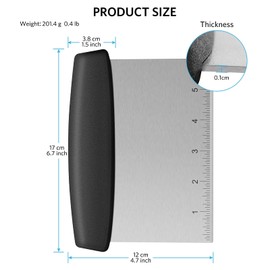 Hinparo Stainless Steel Griddle Scraper with 6''x8'' Meat Temperature Guide Magnet for Barbecue Turners Tools, Blackstone Grill Accessories