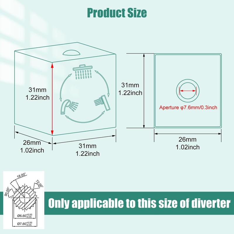 Heyalan Shower Diverter Knob 3 functions Shower Water Flow Converter