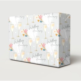 2 Sheets 2 Tags 1st Wedding Anniversary Wrapping Paper Beautiful Classy And Elegant Flowers Champagne Glasses Design First Paper Wedding Anniversary Giftwrap