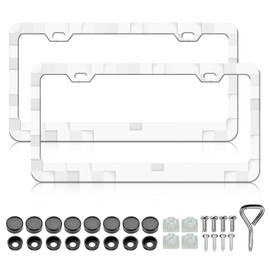 HCSS 2PCS Grey and White Checkerboard License Plate Frames, Checkerboard Aluminum Metal License Plate Holder Covers, Rust-Proof Waterproof Car Decorative Tag Frames for Standard US 12x6 Inch