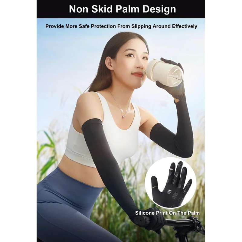 Ultra Thin Long Sleeve Uv Protection Gloves Women, Breathable Touchscreen