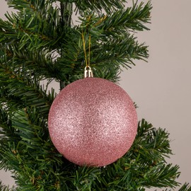 10cm/3Pcs Christmas Baubles Shatterproof Pink, Christmas Tree Decorations Ball Ornaments Balls Xmas Hanging Decorations Holiday Decor - Shiny,Matte,Glitter