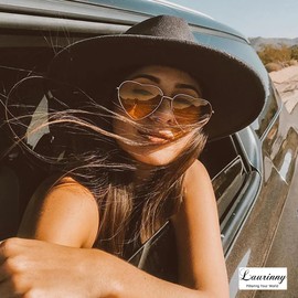 Laurinny Retro Heart Sunglasses Polarized for Women Men Yellow Heart Shaped Glasses Metal Frame Spring Hinge