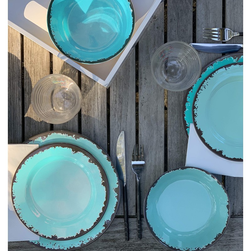 Fox Run Melamine Dinnerware Set Teal, 10"