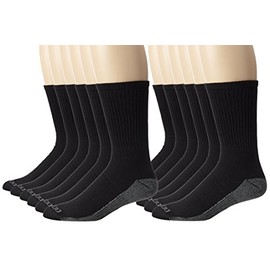 Dickies Men's Dri-Tech Comfort Crew Socks, Black, 12 Pair