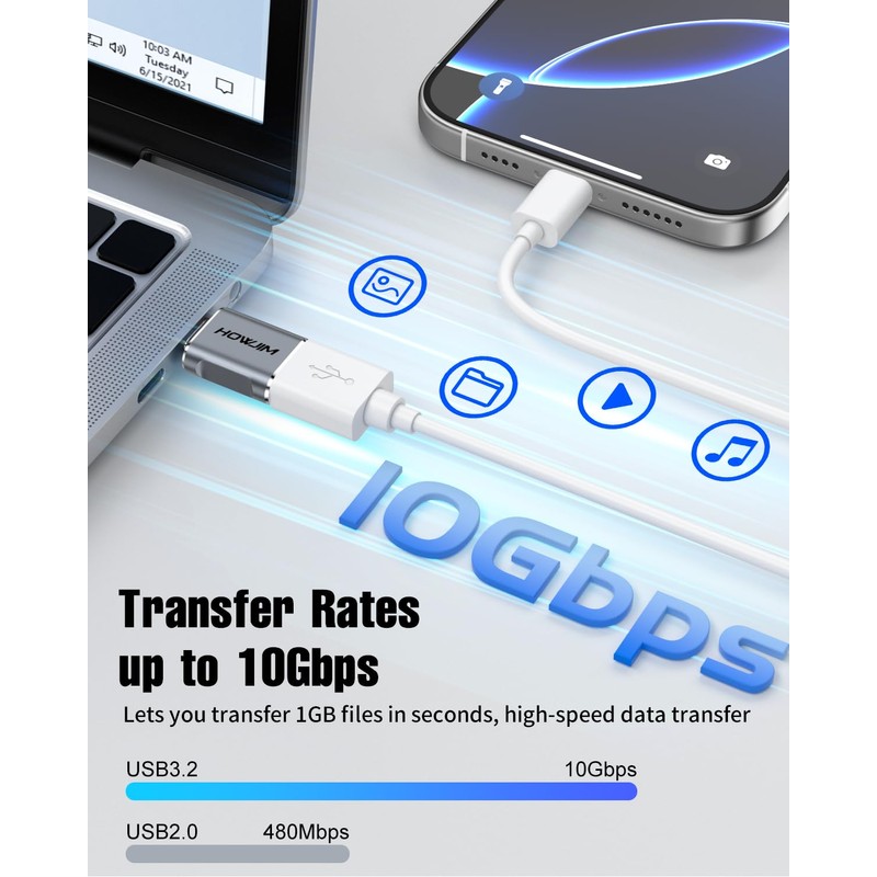 USB C to USB Adapter 2 Pack,10Gbps Data Transfer Fast