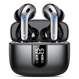 Ear Buds Wireless Earbuds, 50Hrs Playtime Bluetooth Earphones, Bluetooth Headphones 5.3, In Ear with 4 ENC Call Noise Cancelling Mics, Bass Boost 85%, Mini Earbuds IPX7 Waterproof, USB-C(Black)