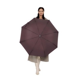 Windproof Travel Umbrella - Compact, Light, Full Automatic Open/Close - Folding Backpack Umbrella for Rain & Sun UV Preotection For Men & Women, Unbreakable 8 Fiberglass Ribs UK Design (Brown)