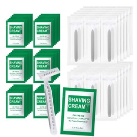 Xuezoioy Disposable Razors Bulk - Pack of 30,Individually Wrapped Grey 3 Blade Razors with 8 ml/0.28 fl oz Packet Shaving Cream and Clear Cap for Homeless,Hotel,Shelter,Travel