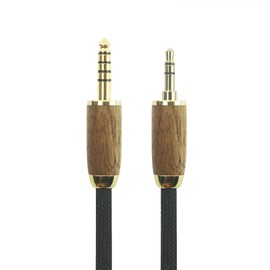 ABLET 4.4mm Balanced Male 5 Pole Connector to 3.5mm 1/8" TRS Stereo Male Audio Cable 6N OCC Copper Single Crystal Silver Plated Wire Walnut Wood Shell 3.5mm Stereo Male to 4.4mm Balanced Male