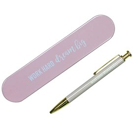 Papierdrachen High-Quality Ballpoint Pen in Gift Box – Ideal Gift Idea for Uni-Start – Pink – for Men and Women – Printed with Motivational Saying – Set No. 2