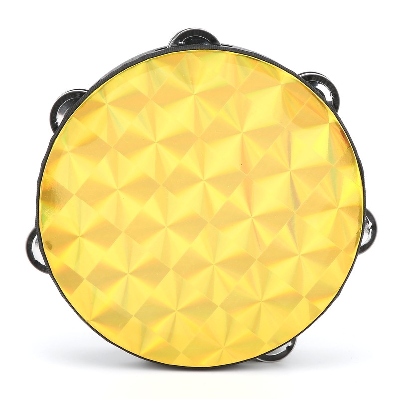 Hand Tambourine Double Row Percussion Polyester Drum Skin Solid Wood