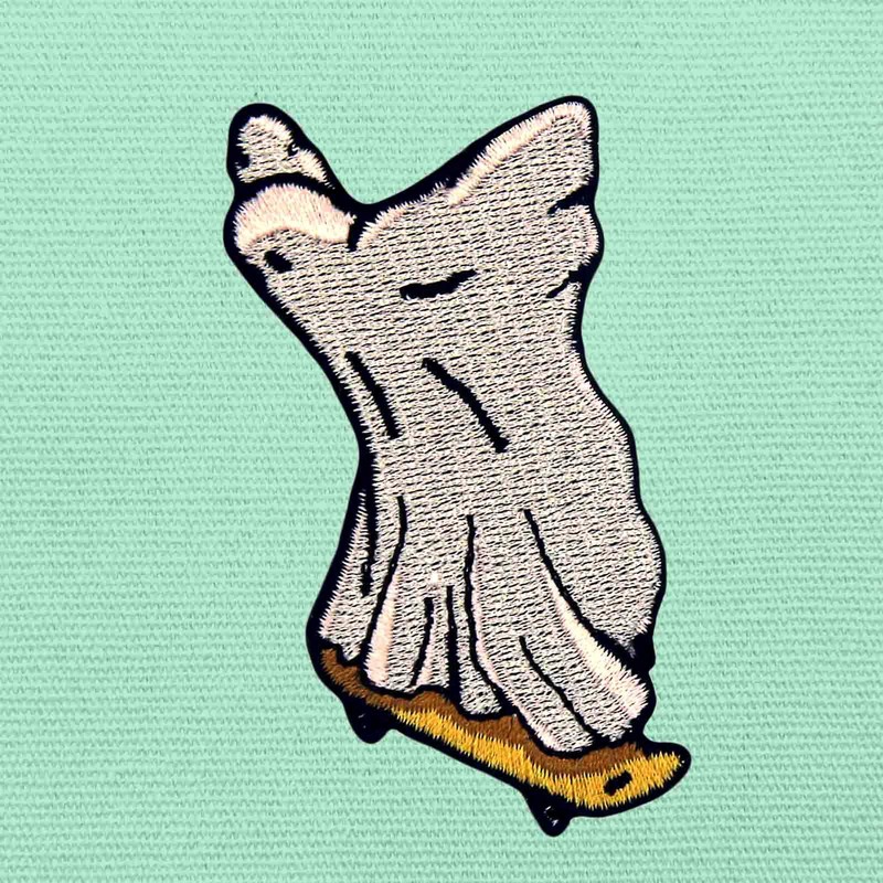 Ghost Skateboard Embroidered Iron on Sew on Patch