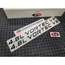 4.8L Vortec V8 Decals (2-Pack) Engine Hood Stickers Truck Accessories fits Silverado Sierra Savana Express 1500 (Gloss Blackout)