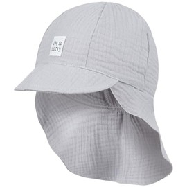 Smarilla Peaked Cap Baby Hat Boy with Neck Protection Summer Muslin, gray
