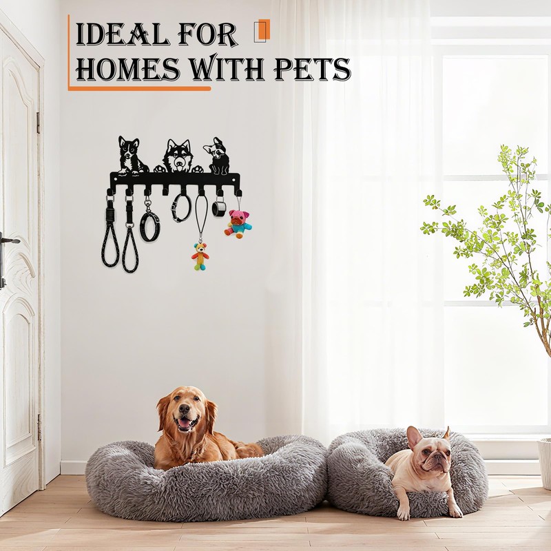 Dog Leash Holder for Wall with 8 Hooks, Heavy Duty