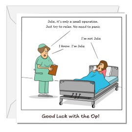 SWIZZOO Funny Surgery Operation Card for Her - Female Hip Knee Replacement Back Heart Appendix - Get Well Soon Card - Quick Recovery Congratulations - Hospital Humorous