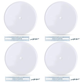 (Pack of 4) Airmont Products AP-12077, 5-inch Ceiling Blank-Up Cover with Center Screw, Fits 3-1/4" to 4" Electric Box, Adjustable Bracket for Screw Hole Spacing 1.75" to 3.5", White Metal
