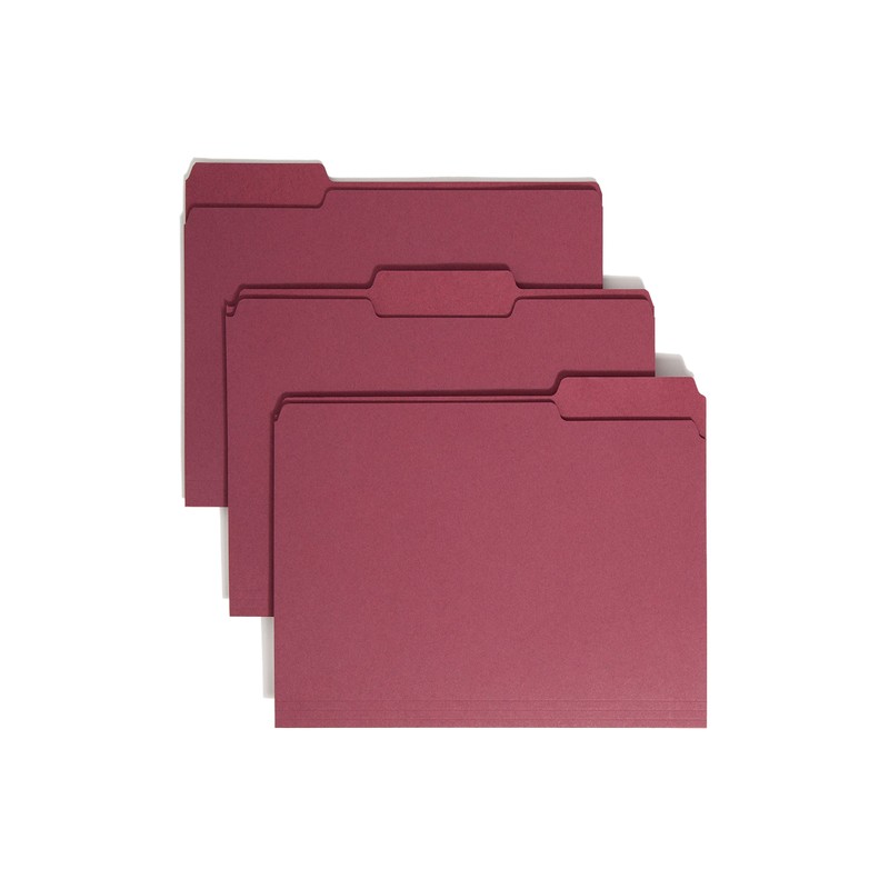 Smead File Folders 1/3 Cut Single-Ply Tab Maroon (100) De
