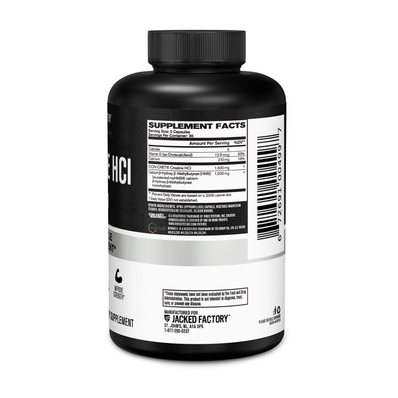 Jacked Factory Creatine HCL + HMB Capsules - Synergistic CON-CRET,