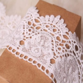Width:9cm No Elastic Embroidered Lace with Flower Motif, Accessory Table Cover, Curtain, Wedding Dress, DIY, Outfits Decoration(1 Back 4 Yards) (White)