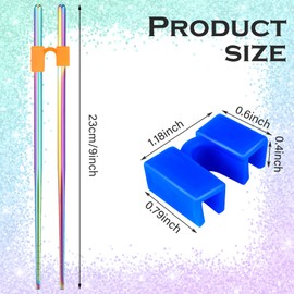 Tessco for you 5 Pairs Training Chopstick Helpers Reusable Chopsticks for Beginner Non Slippery Replaceable Practice Heat Resistant Holder with Clip for Trainer(Stainless Steel,Colorful)