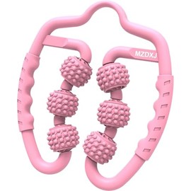 MZDXJ Upgraded Six-Wheel Muscle Roller - Arm & Leg Massager, Forearm & Calf Roller, Tennis Elbow Brace for Men, Carpal Tunnel & Tendonitis Relief, Perfect for Wrist, Hand, Foot, & Thigh（Pink）