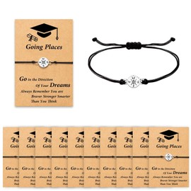 Ptenzor 10Pcs Graduation Gift Bracelets for Him/Her–Class of 2025 Inspirational Compass Bracelets for University,High School,or College Graduates,Perfect Gifts for Friends,Son,Daughter,or Classmates