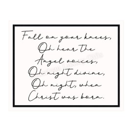 "Oh Night, When Christ Was Born" Christmas Song Art Decor -14 x 11" Christian Holiday Wall Print -Ready to Frame. Typographic Home-Welcome-Kitchen-Farmhouse Decor. Festive Sign & Merry Gift of Faith!