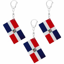 BQTBQT Dominica Flag Keychain Dominicans Flags Key Chains Men and Women Style - Double Sided Acrylic D Shape Chains Car Key chain Gifts Decoration (3 Pcs)