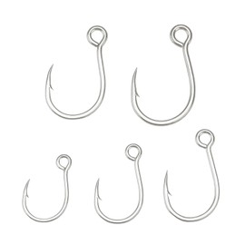 The Lord of the Tools Pack of 50 Carbon Steel Barbs with Hole Single Hook Bait Fishing Hooks Straight Line Single Hook 1# 2# 4# 6# 1/0# for Freshwater Saltwater Sea Bass