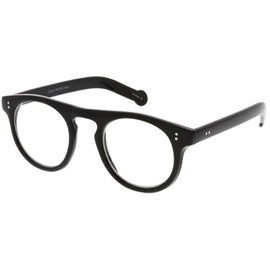 zeroUV - Classic Keyhole Nose Bridge Round Clear Lens Horn Rimmed Eye Glasses 47mm (Black/Clear)