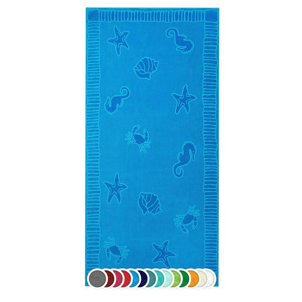Zollner XXL 039 Beach Towel, 100 x 200 cm, Cotton, light blue, 100 x 200 cm