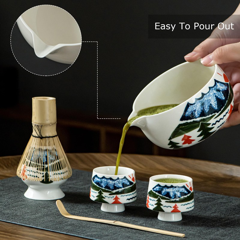 Hijaunatis Fuji Mountain Matcha Bowl Set – 6-Piece Japanese Tea