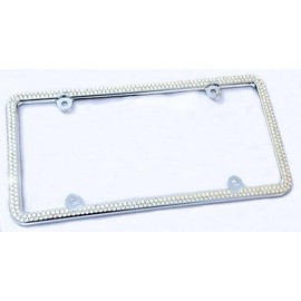 Hotblings 2 Row Crystal Made Using High-end Brand Name Crystals 4 caps Thin Metal Bling License Plate Frame & Matching Caps, 2R-SWAB-B
