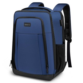 ZRSUN Travel Backpack, Business Anti Theft Slim Sturdy Laptops Backpack with USB Charging Port, Water Resistant College School Laptop Bag for Men & Women Fits 15.6 Inch Notebook (Navy Blue)