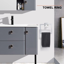 4-Piece Bathroom Hardware Set Chrome Bath Towel Bar Holder Sets Wall Mounted Stainless Steel Square Bathroom Accessory Kit, Polished Chrome 23.6 Inch