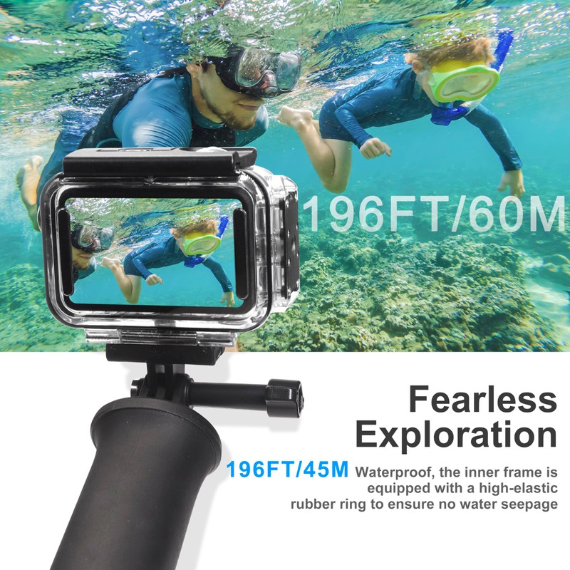 FitStill 196FT/60M Underwater Waterproof Case with Magnetic Quick Release Interface