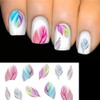 Meidus Charming Nail Feather Art Water Transfer Decal Sticker Rainbow