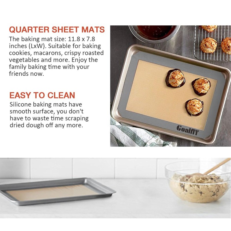 Goalfly Small Silicone Baking Mat Sheet (11.8 x 8.5 IN),