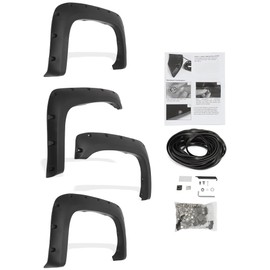 ECCPP PP Pocket Rivet Bolt Style Fender Flares Fits For 2007-2013 For Chevy Silverado 1500/2500HD/3500HD 78.7"/ 97.6 With Rubber Edge Trim Hardware Kit Automotive Exterior Accessories