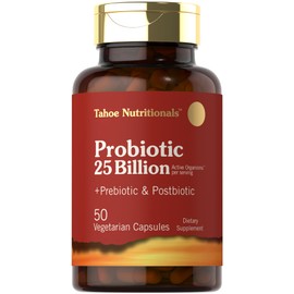 Tahoe Nutritionals Prebiotic, Probiotic & Postbiotic | 25 Billion CFU | 50 Powder Pills | Men and Women's Digestive Health | Vegetarian and Non-GMO Supplement