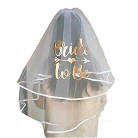 Alandra Party BTB Gold Bride to Be Printed Luxury Hen Night Veil, Rose Gold & White, One Size