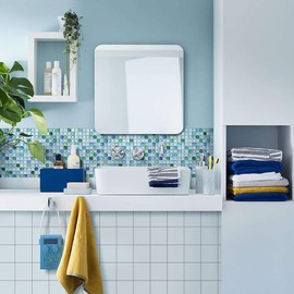 Beaustile Decorative Tile Stickers Peel Stick Backsplash Fire Retardant Tile Sheet (Sapphire Blue) (10pcs)