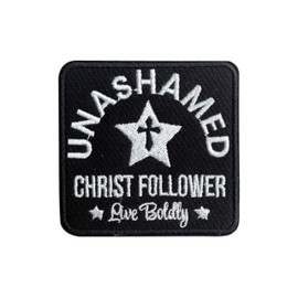 OKOMCM Unashamed Christ Follower Live Boldly 3'' Iron On Embroidered Patch, Cross Star DIY Sew On Patches, God Lover Embroidered Patches for Clothes Backpacks Hats Denim, Faith Gift for Christians