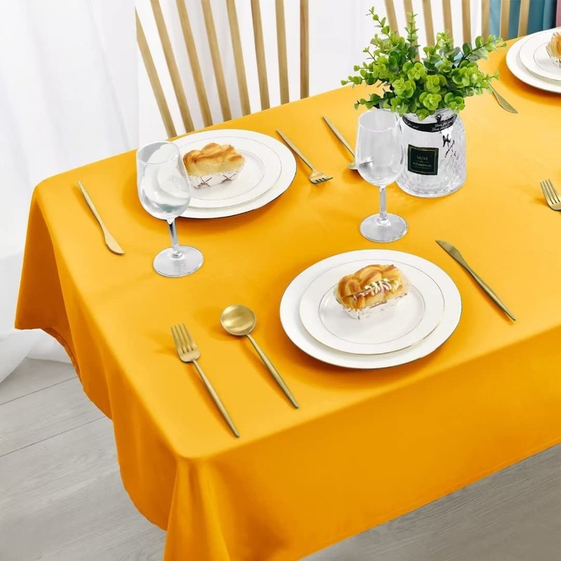 DWCN Yellow Tablecloth Water Resistant Table Protector,140x200cm Wipeable Polyester Table