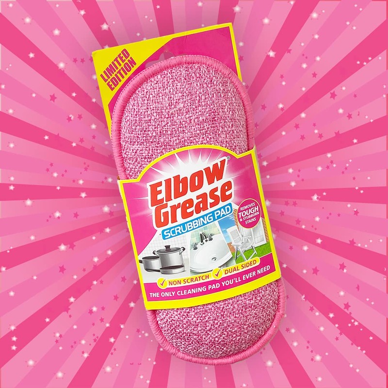 Elbow GreasePink Scrubbing Pad, Dual Sided Sponge, Washable, Reusable, Non-Scratch