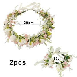 Flower Hair Wreath, Flower Crown for Hair, Flower Crown for Hair Bride, Flower Crown for Wedding Hair, with Bracelet, Flowers Crown Headband (D)