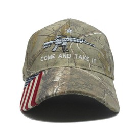 Military Imagine Come and Take It Rifle AR15 2nd Amendment Cap Hat American Flag Camo, One Size
